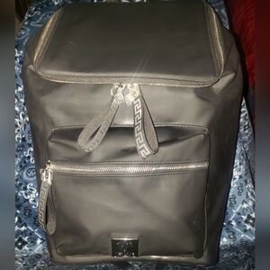 Versace Collection Black Backpack with Durable Fabric and Boxy Shape